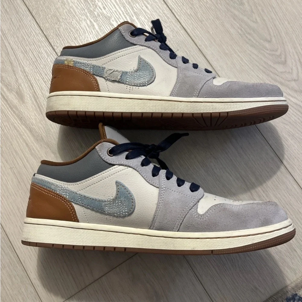 Air Jordan 1 Low SE Phantom Repaired Denim Swoosh - Size 10.5